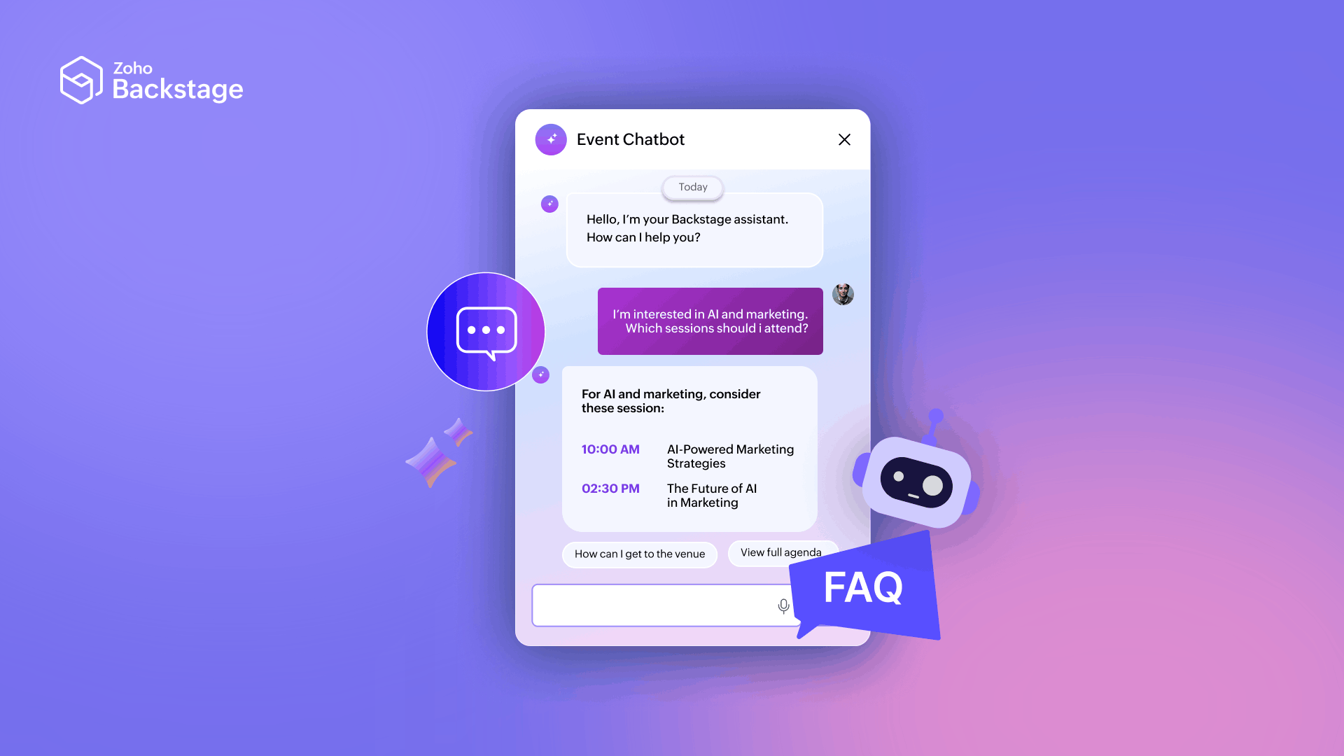 Zoho Backstage AI Event Chatbot