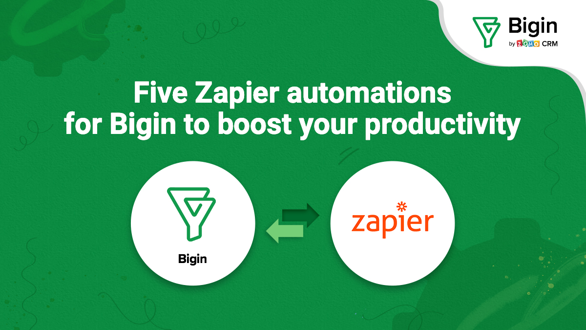 Five noteworthy Zapier integrations for Bigin that'll boost your productivity to new heights