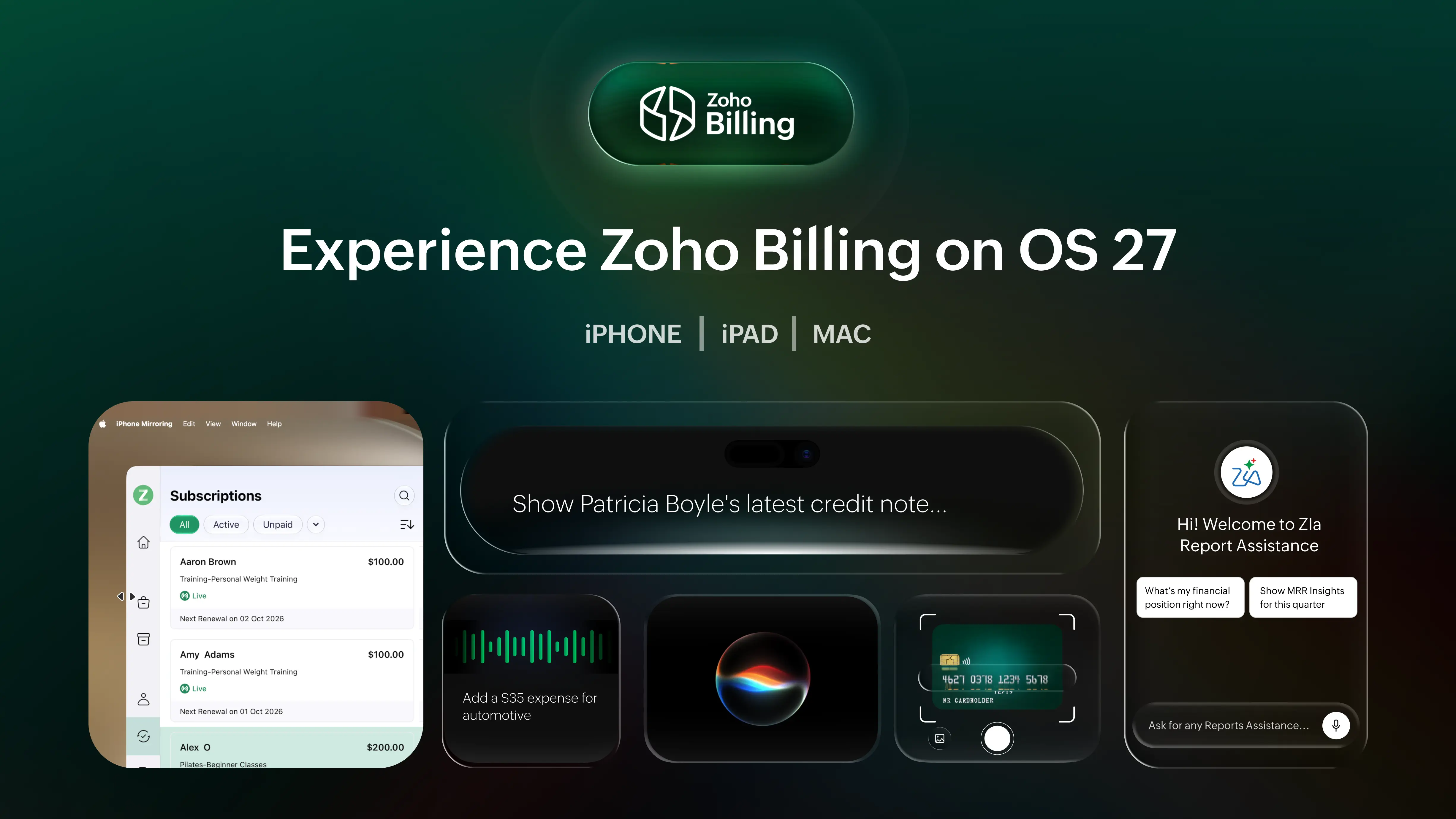 Zoho Billing gets an intelligence upgrade with Apple's latest capabilities