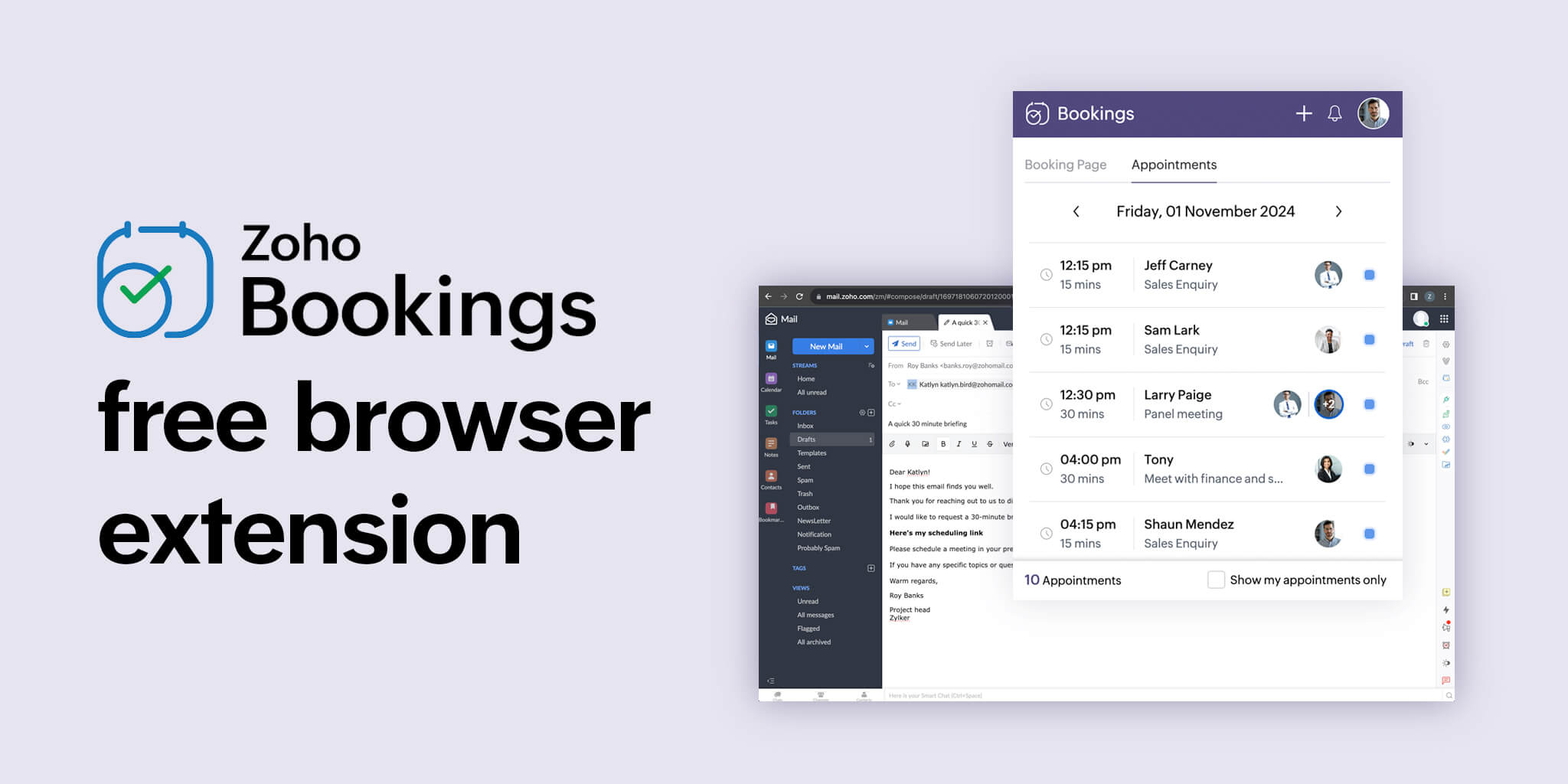 Introducing Zoho Bookings's free browser extension