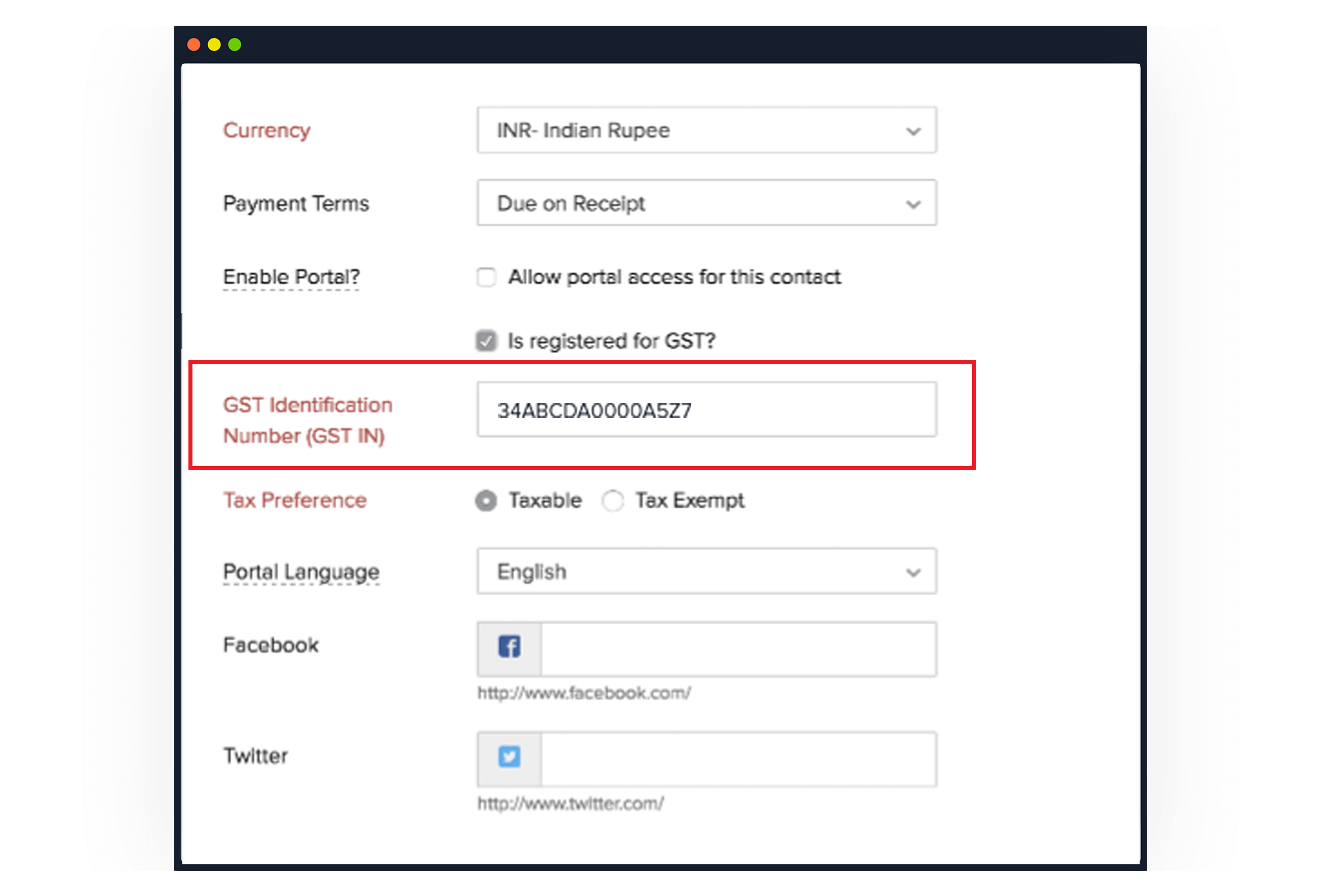 Capture GST details