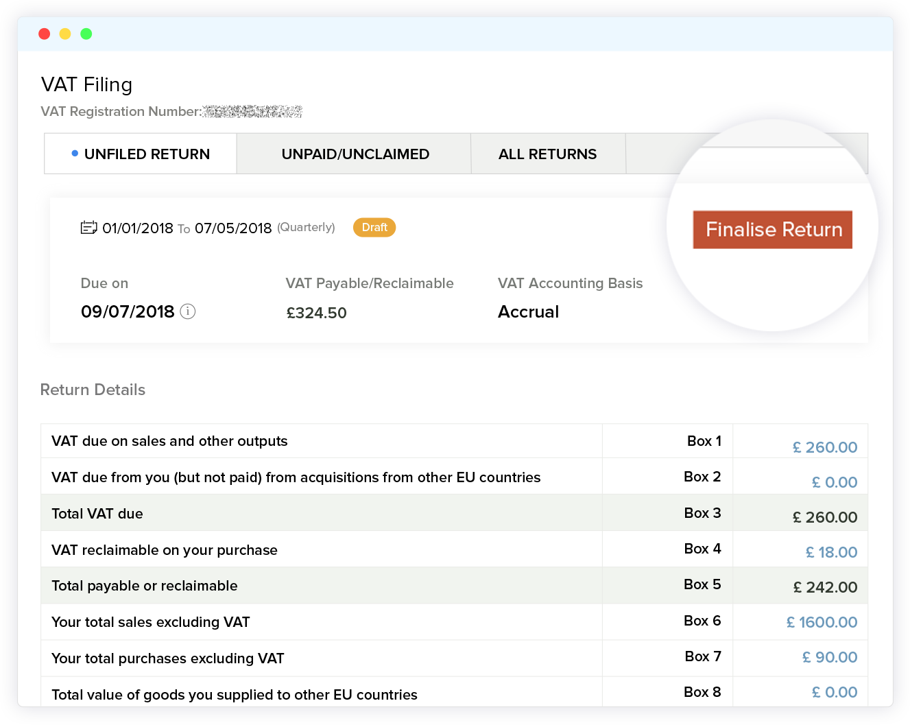 Review Zoho VAT returns