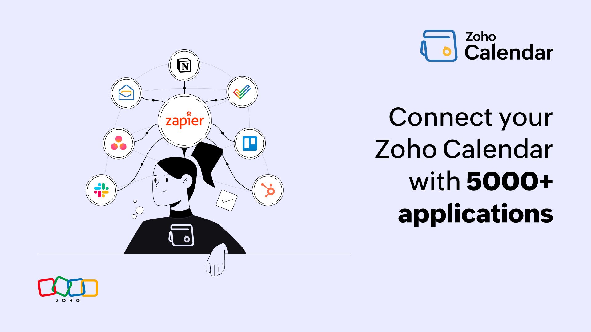 Connect your Zoho Calendar with 5,000+ applications through Zapier