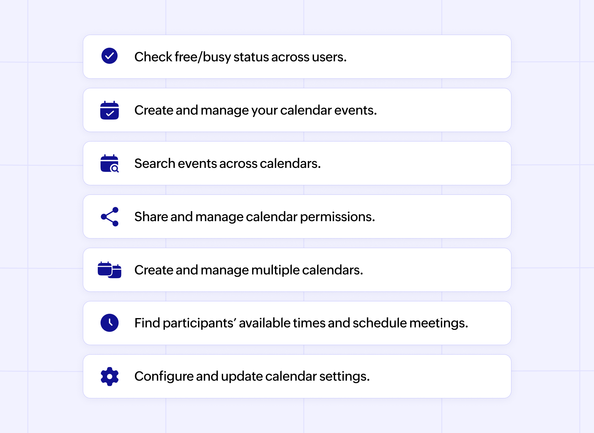 Zoho Calendar MCP capabilities