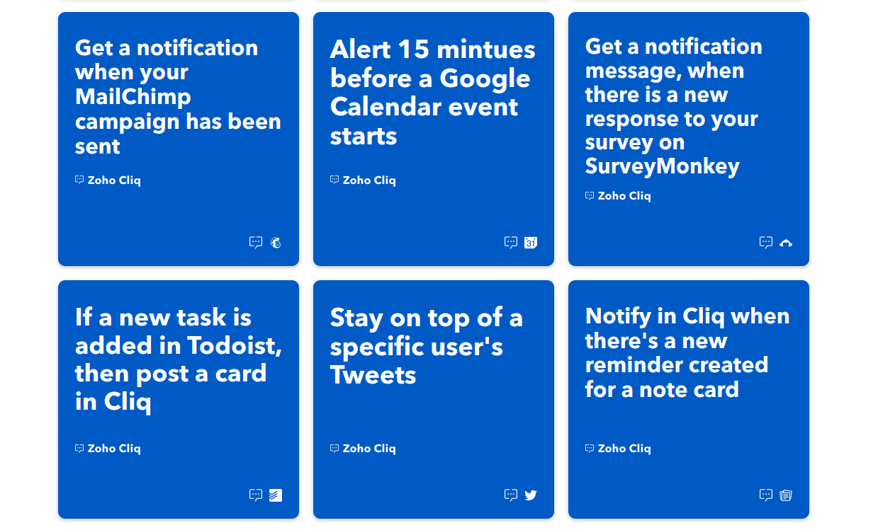 IFTTT Applets for Zoho Cliq