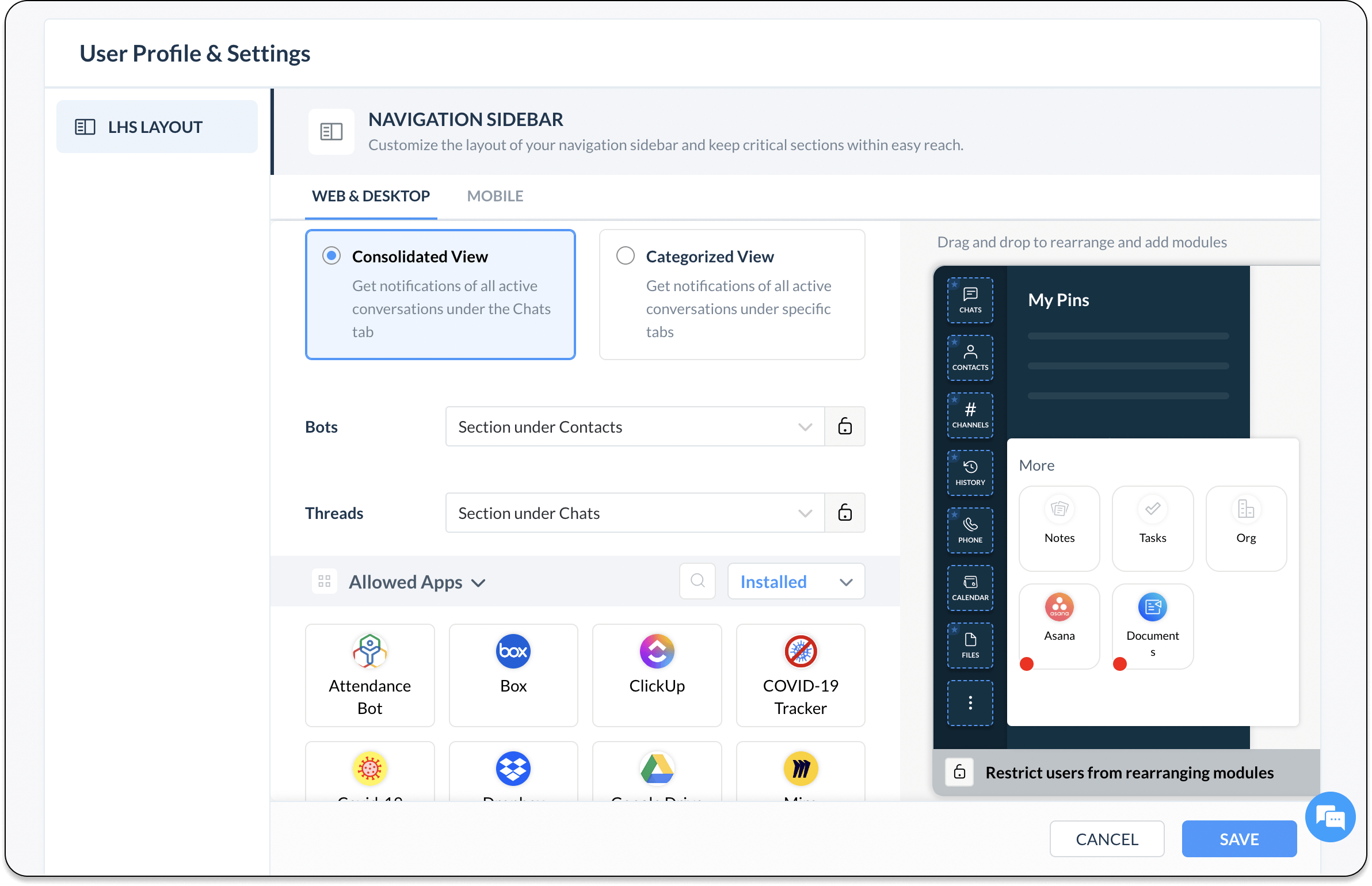 customize-navigation-sidebar-zoho-cliq