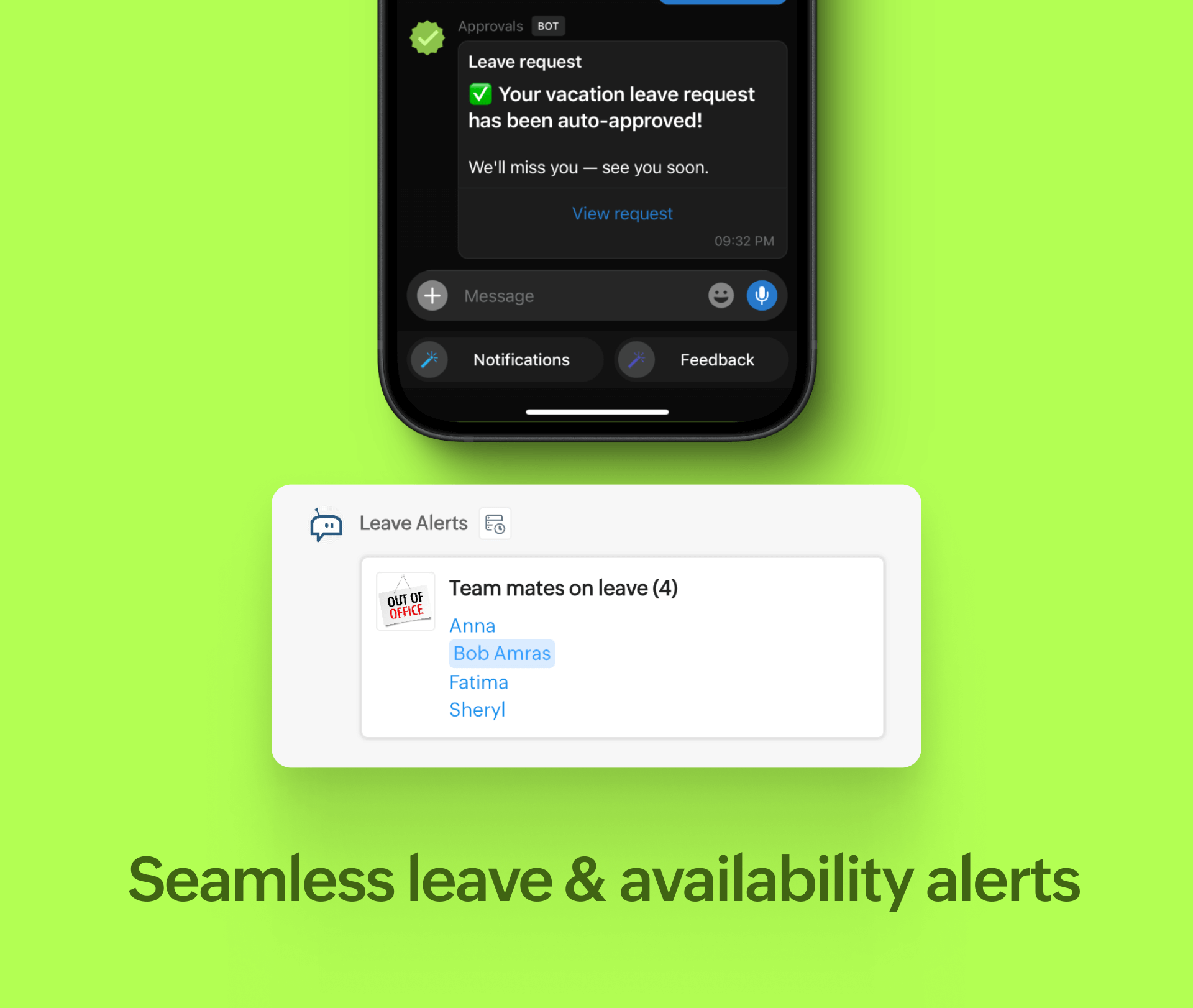 Leave and availability alerts in Zoho Cliq