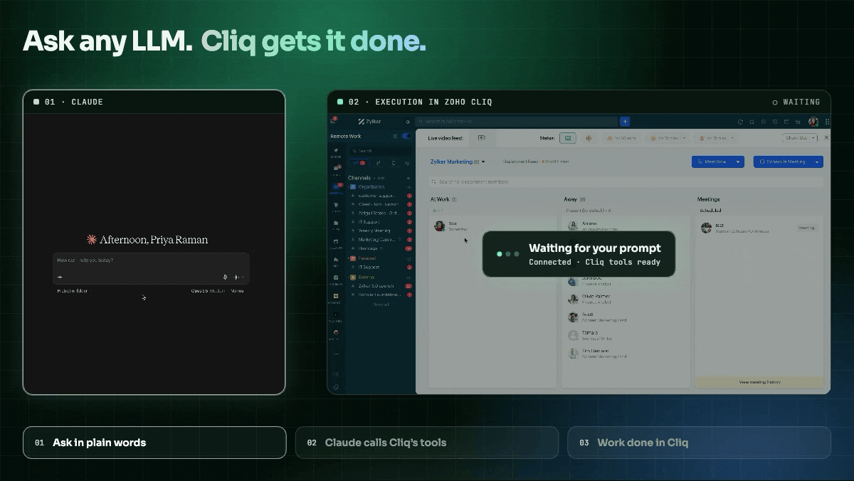  Claude AI prompt building a Zoho Cliq scheduler with a datastore and an overdue Zoho Desk ticket report