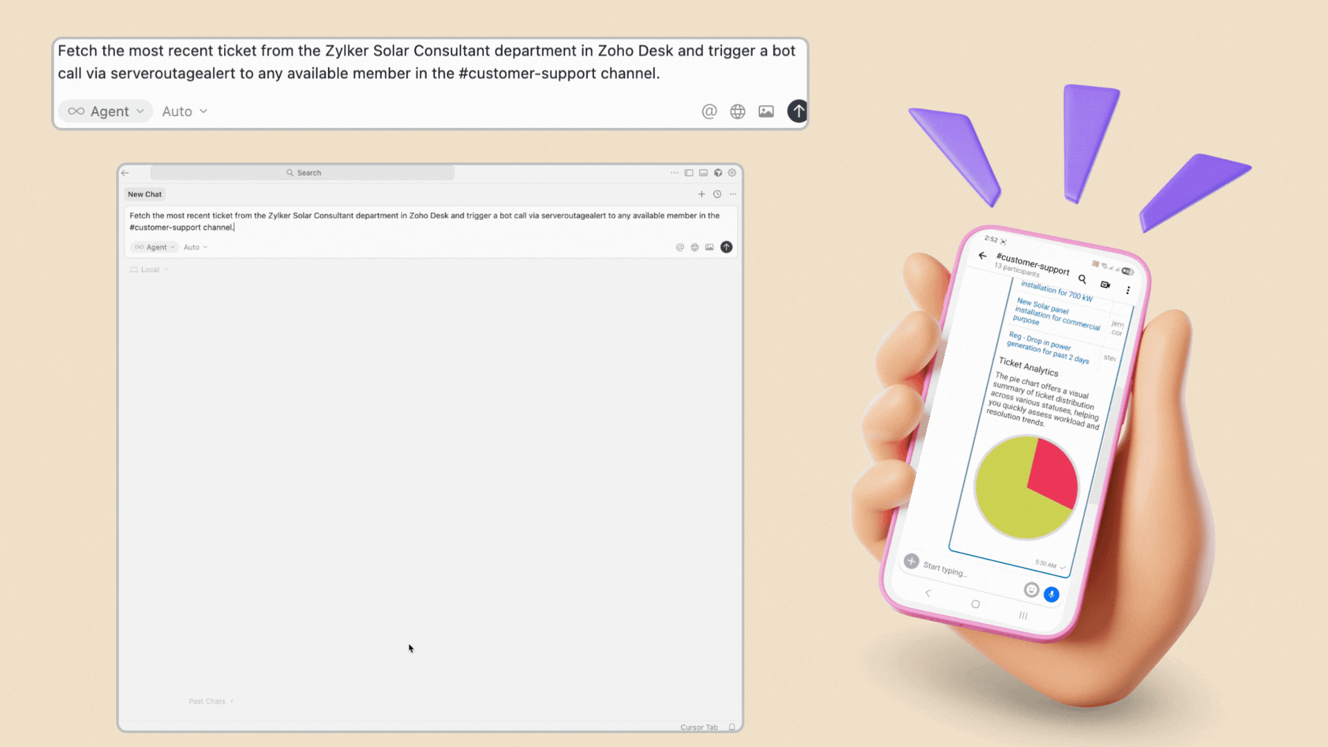 Automatic bot calls during escalations and critical outages with Zoho Cliq mcp tools in Cursor windsurf claude and Github co pilot