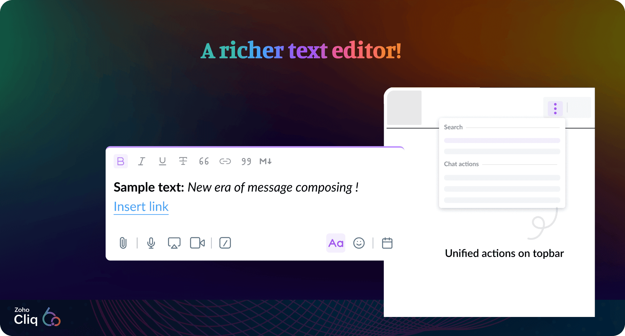 Zoho Cliq rich text editor composer