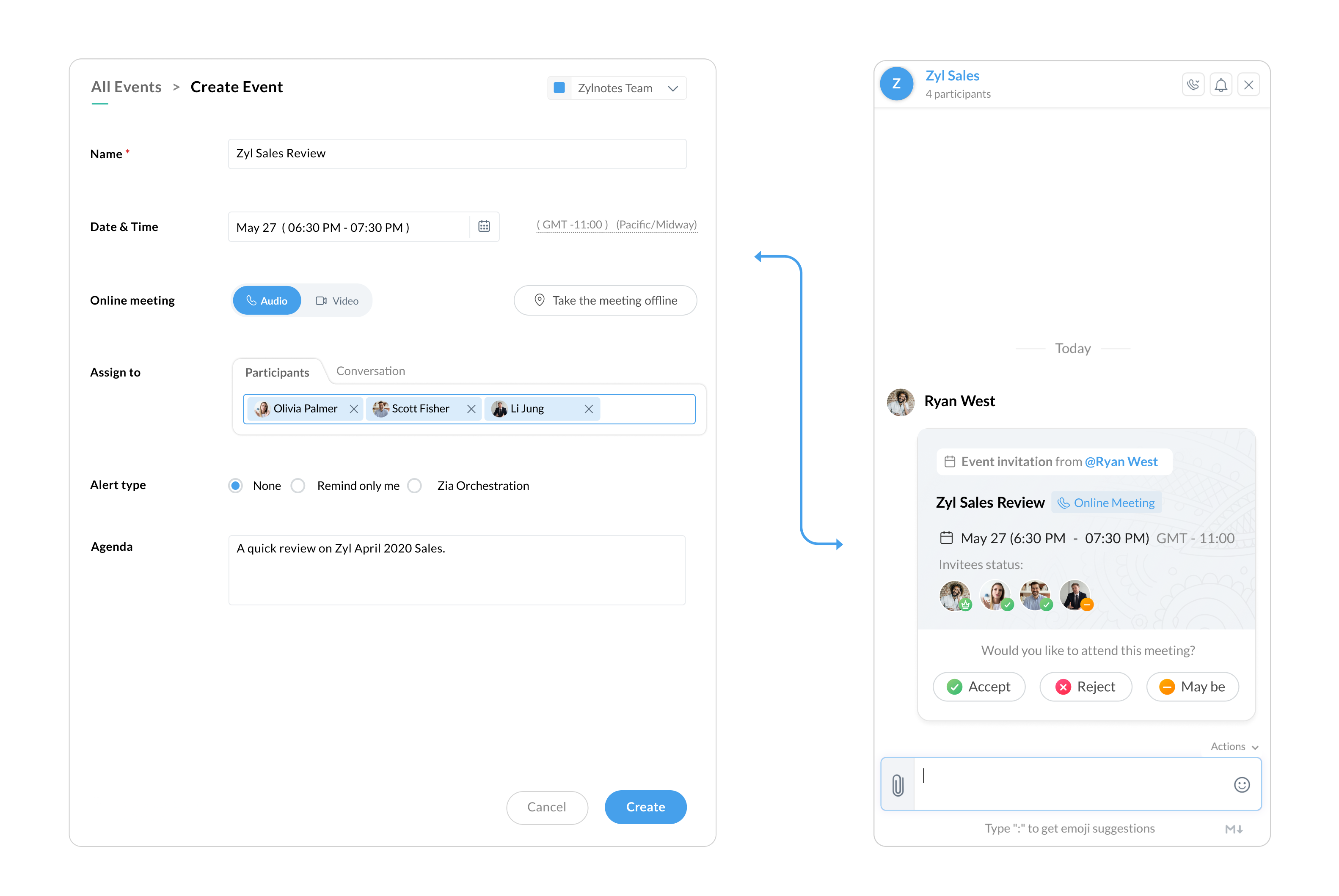 Schedule meetings on Cliq