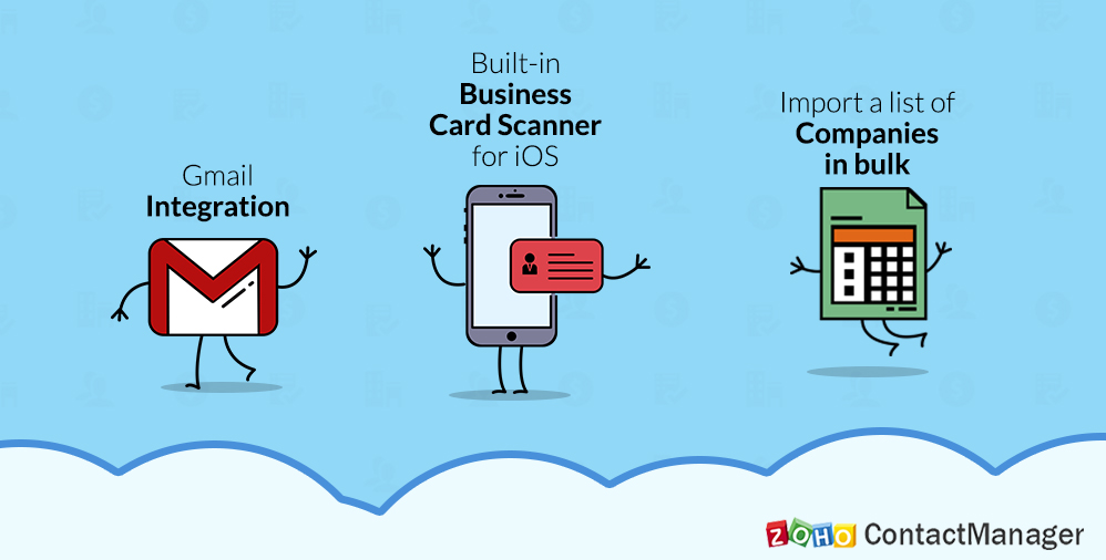 Gmail integration Card scanner import companies in Zoho ContactManager