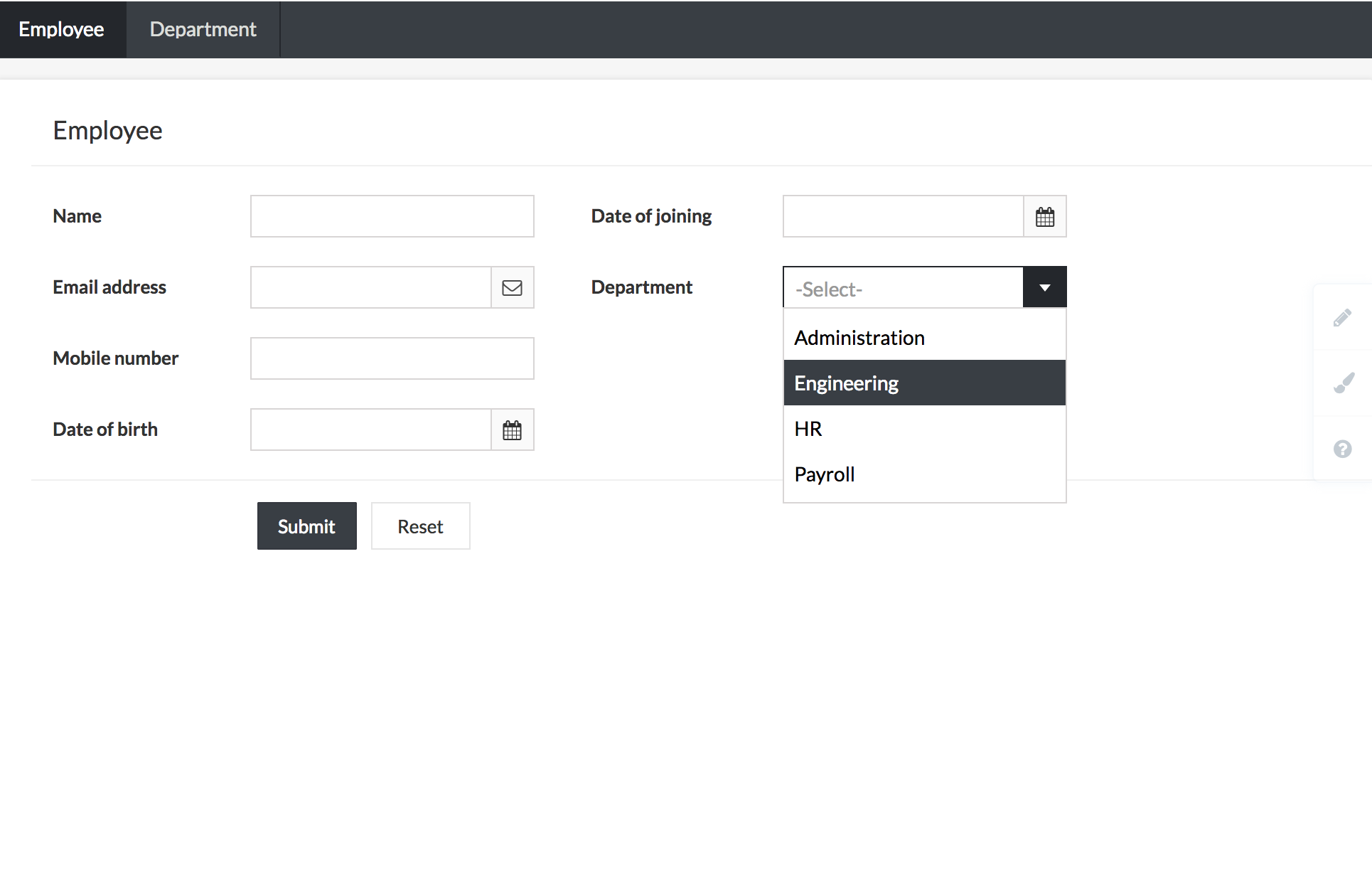 department lookup live