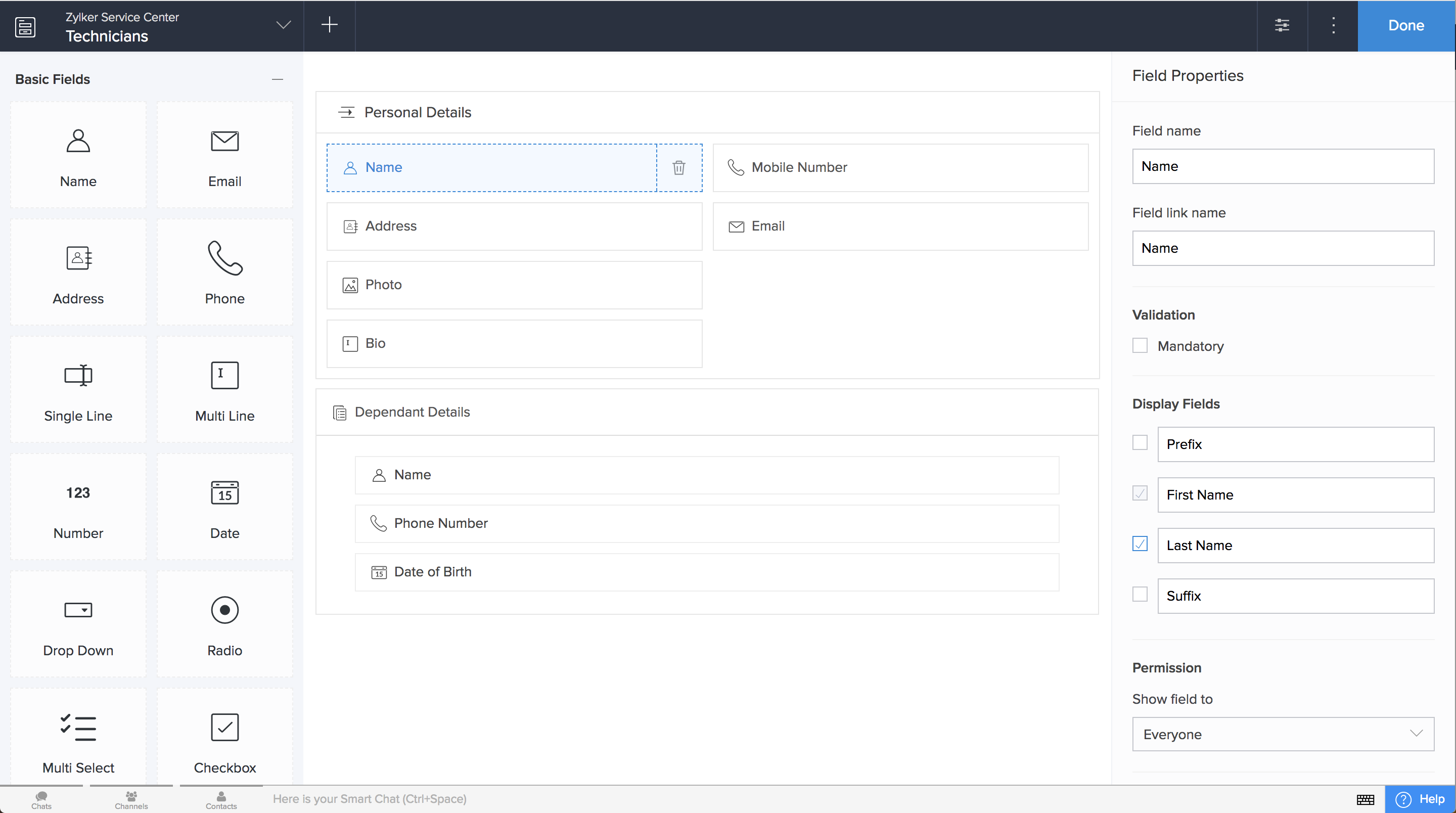 Form builder on Zoho Creator 5