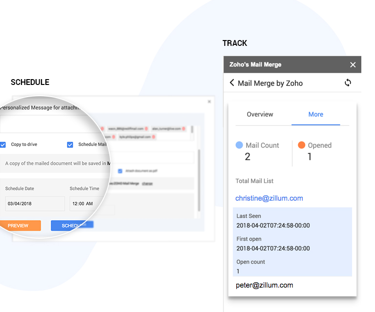 Schedule and track your emails with Mail Merge from Zoho