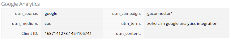 Google Analytics info in crm