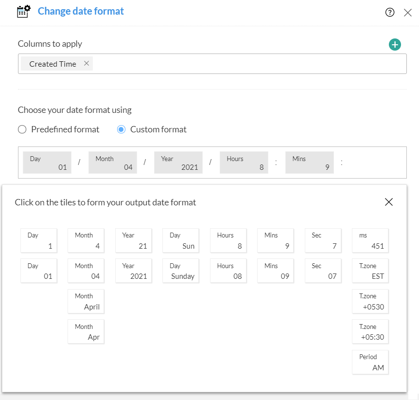 Change date format transform in Zoho DataPrep