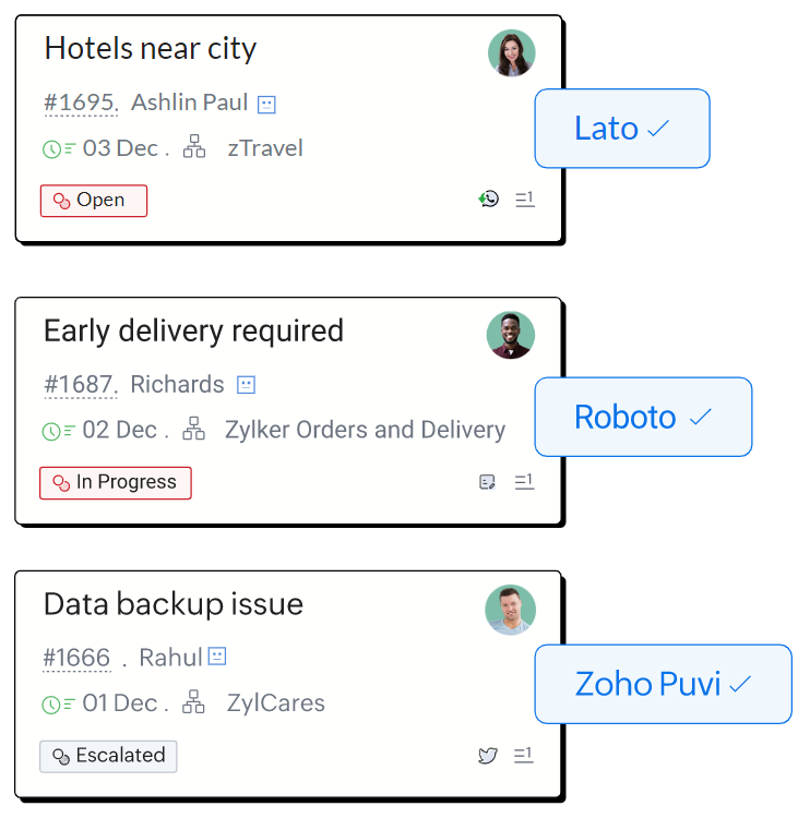 Tipos y tamaños de letra - Zoho Desk 2023