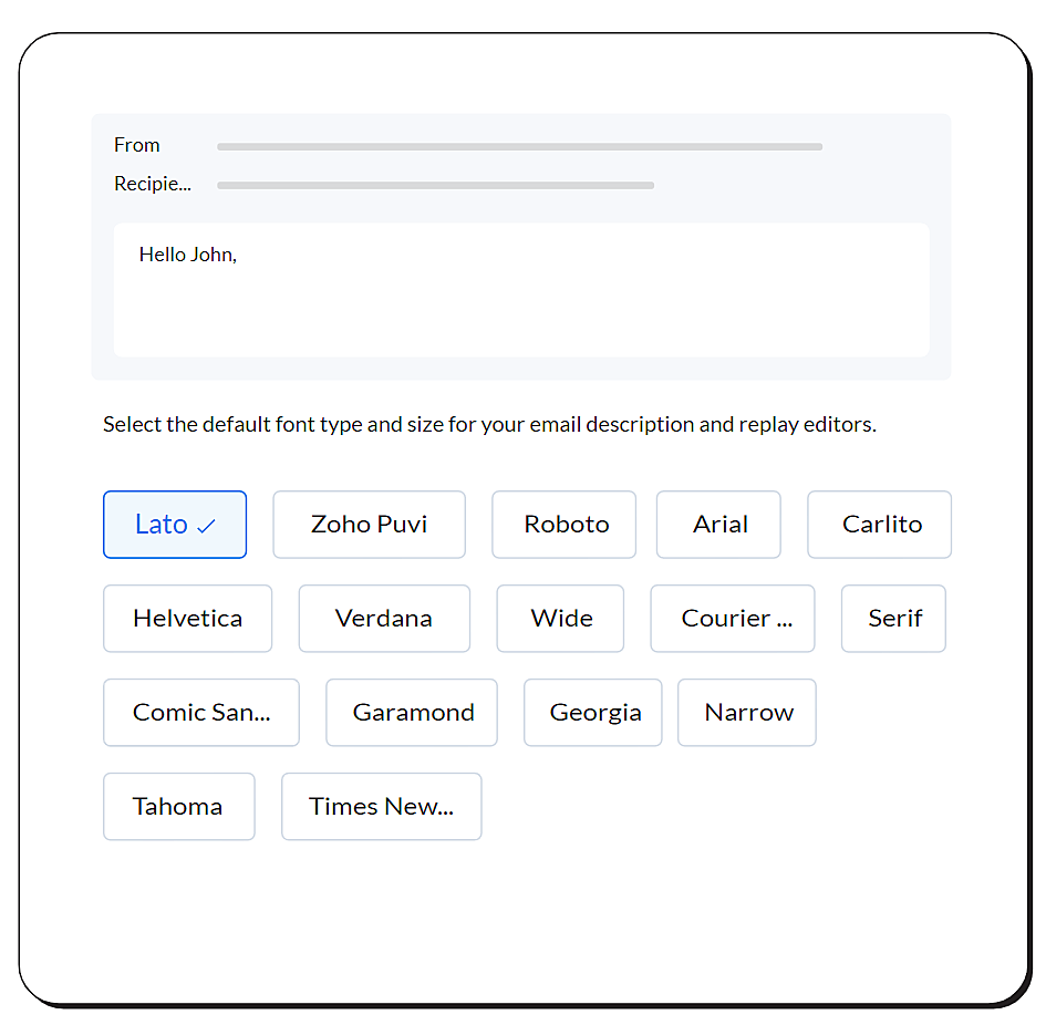 Tipos y tamaños de letra para editores - Zoho 2023