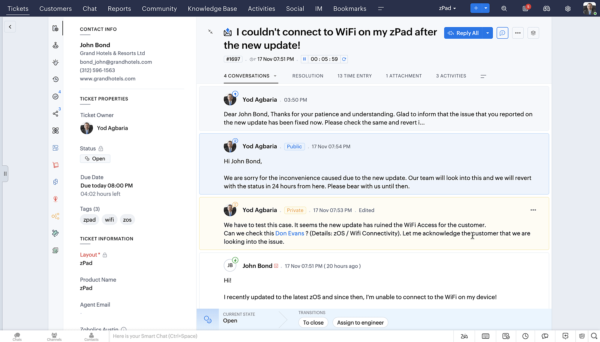 Aplikasi customer service Zoho Desk 6