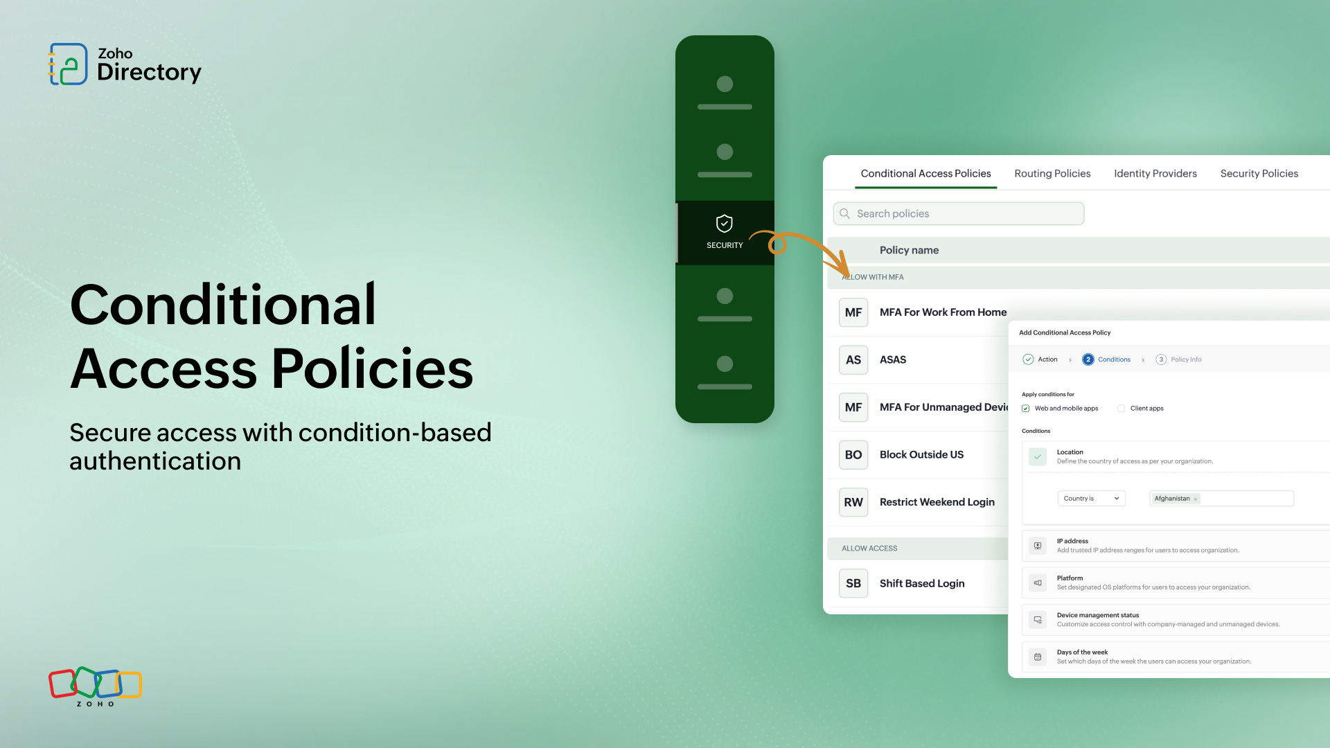 Zoho Directory Conditional Access Policies