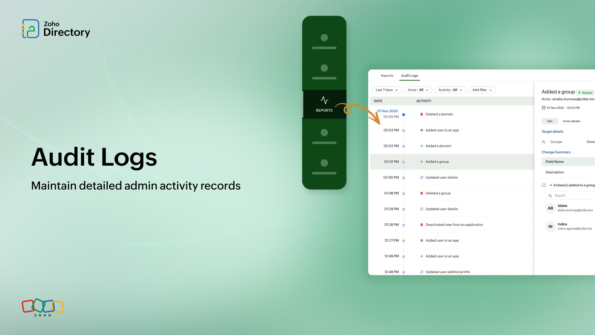Zoho Directory Audit Logs