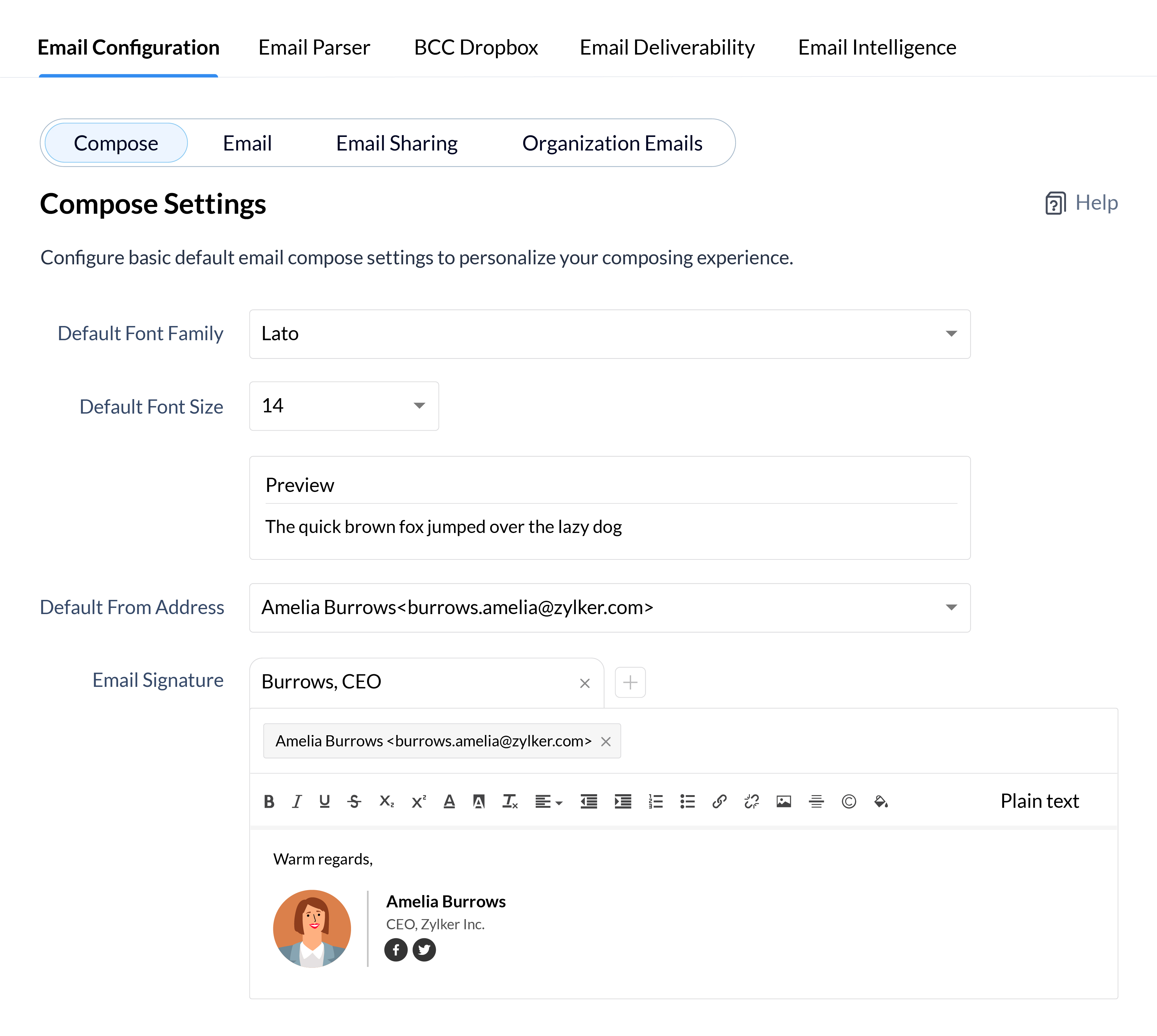 personalización de correos electrónicos en Zoho CRM