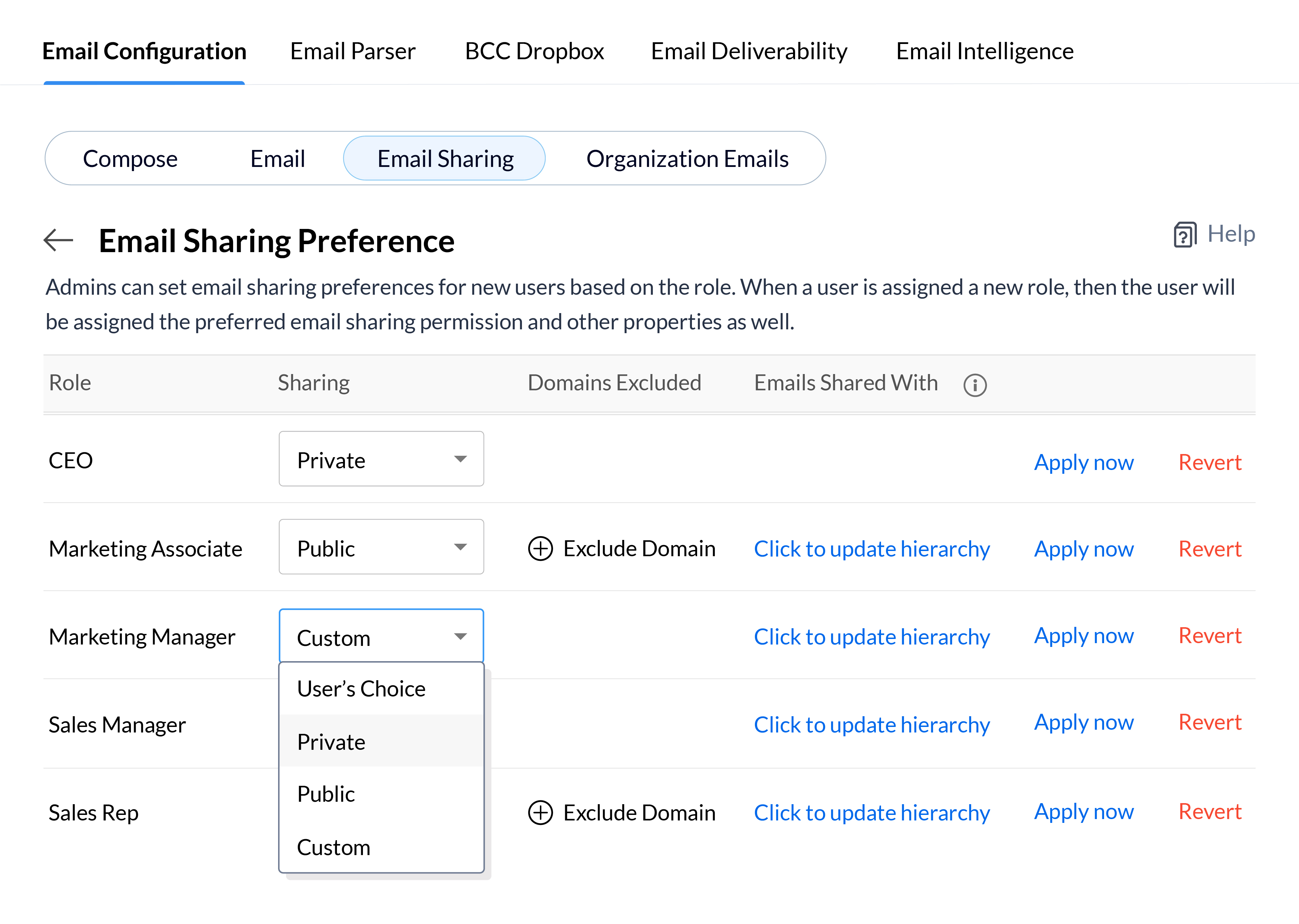 compartir correos con usuarios de Zoho CRM