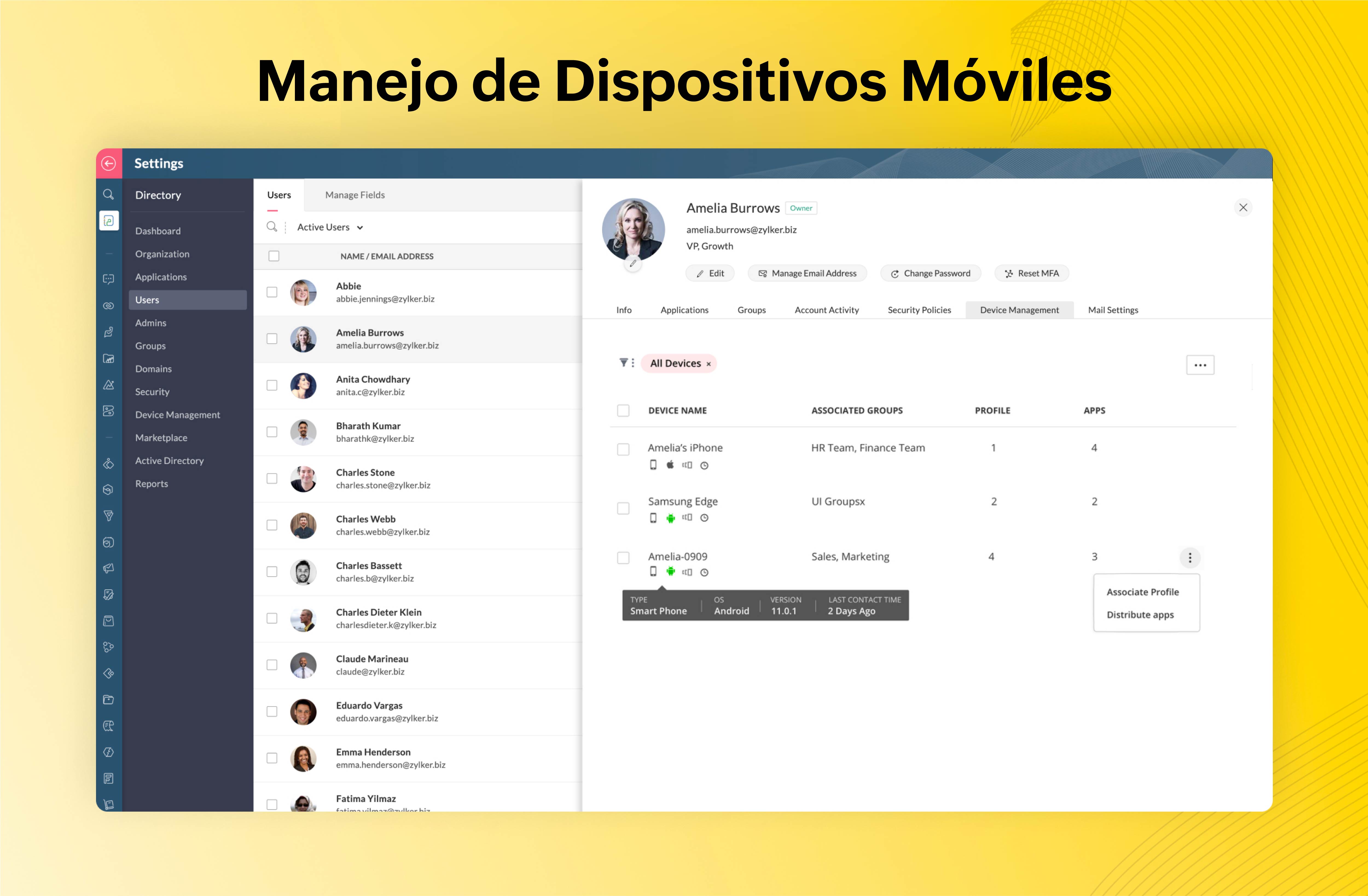 gestión de dispositivos móviles zoho one