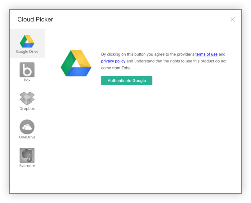 importar a zoho workdrive desde google drive