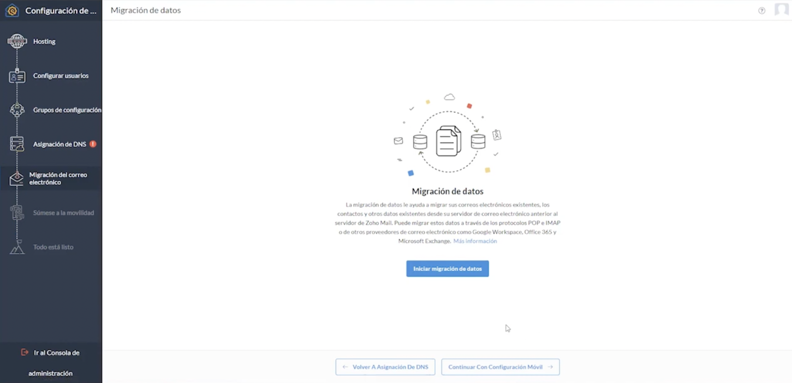 migración de datos de gmail a Zoho Mail