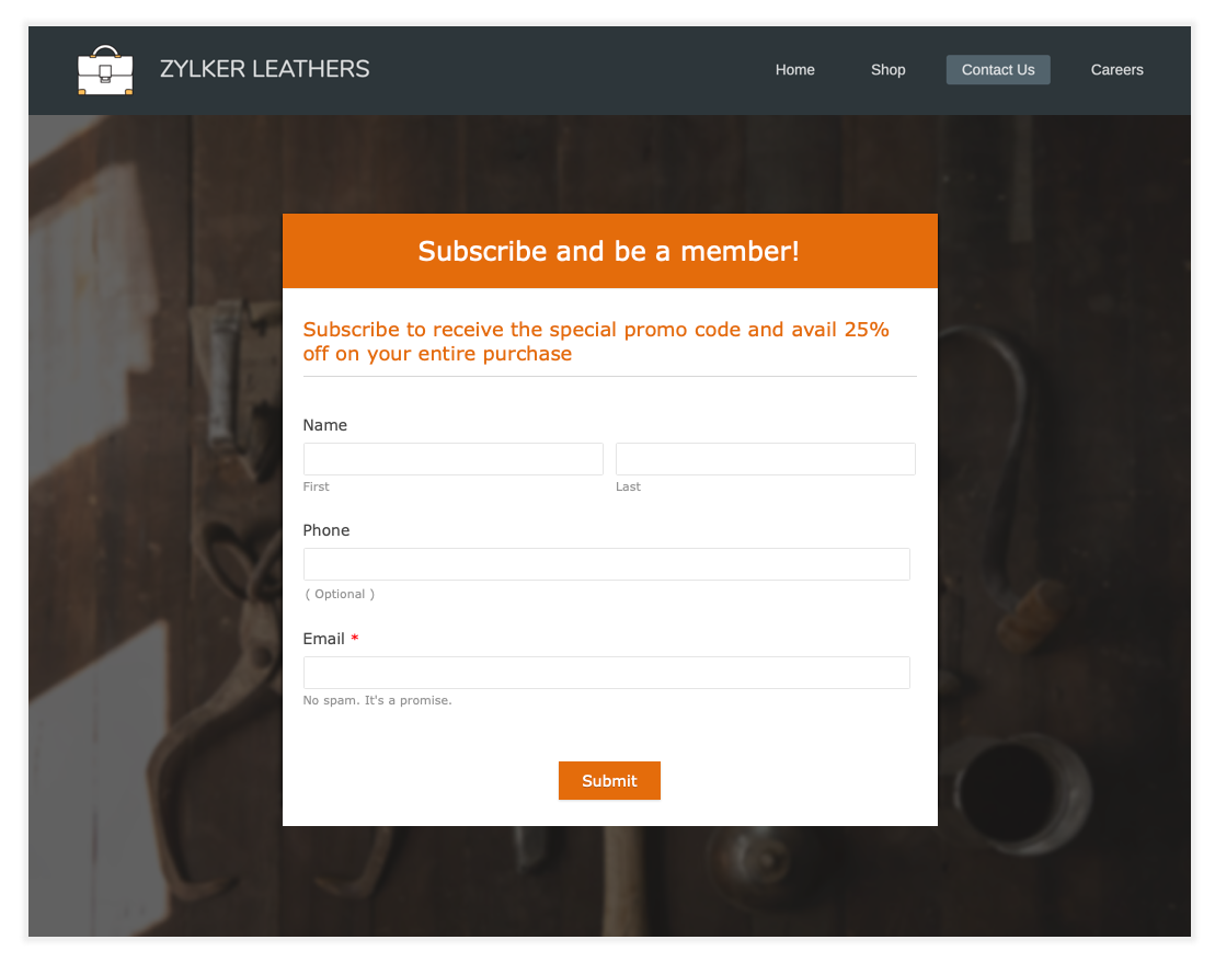 subscription form