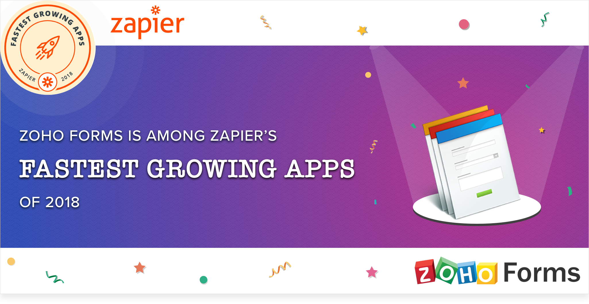  Zoho Forms is among Zapier's fastest growing apps of 2018