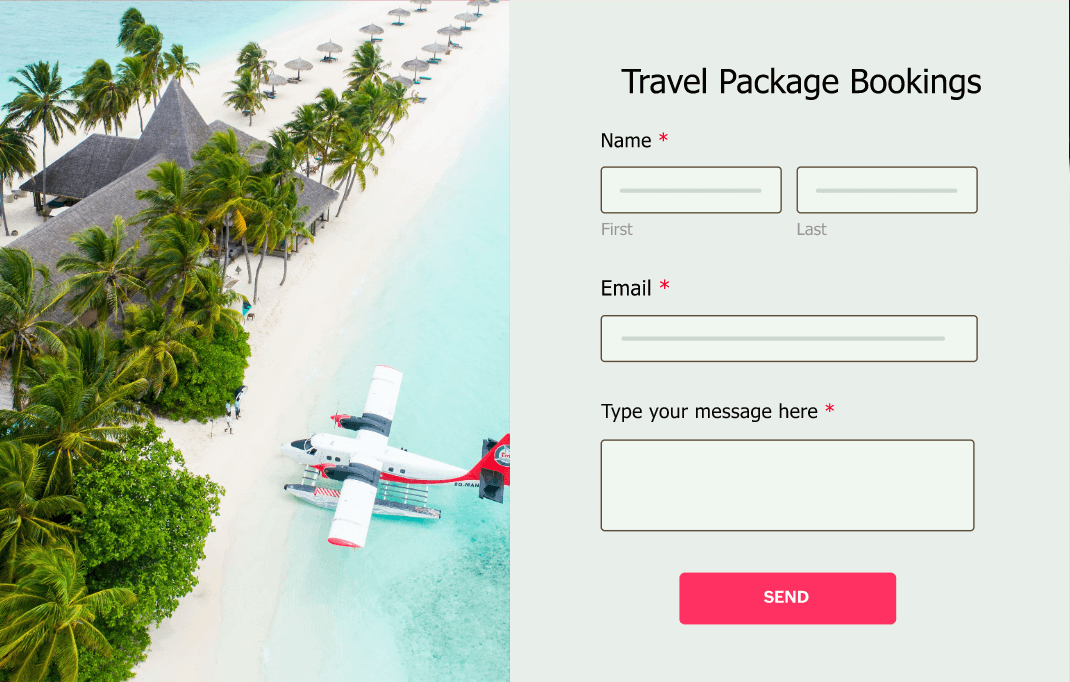 travel website form