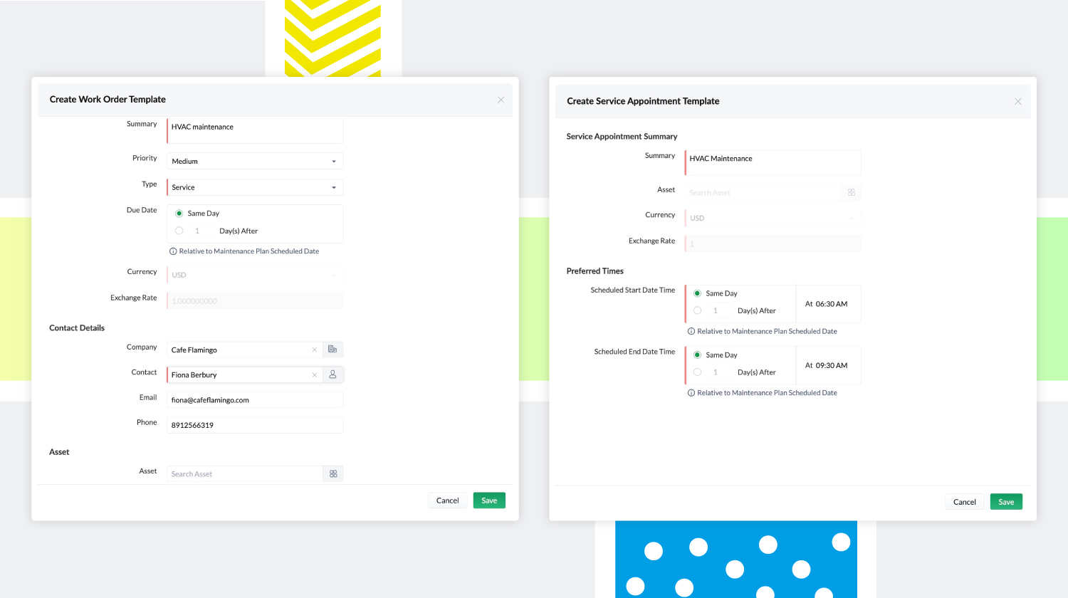 Work order template