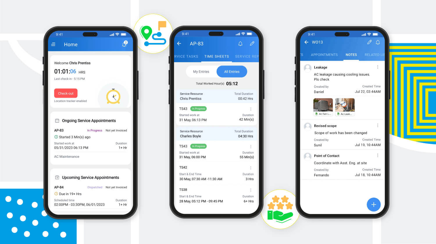 The Zoho FSM Mobile App to work on the go