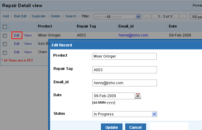 ZohoCreator Get Data View