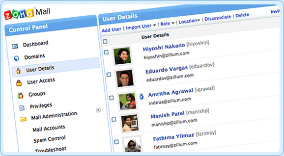 Zoho Mail - Control Panel