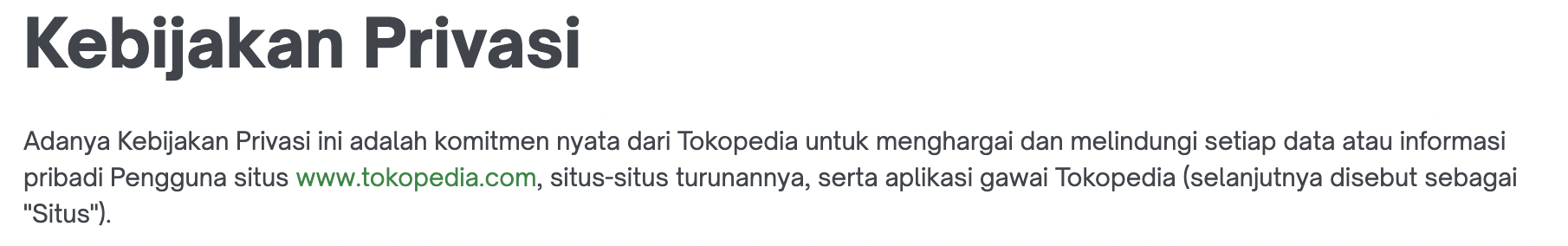 kebijakan privasi tokopedia