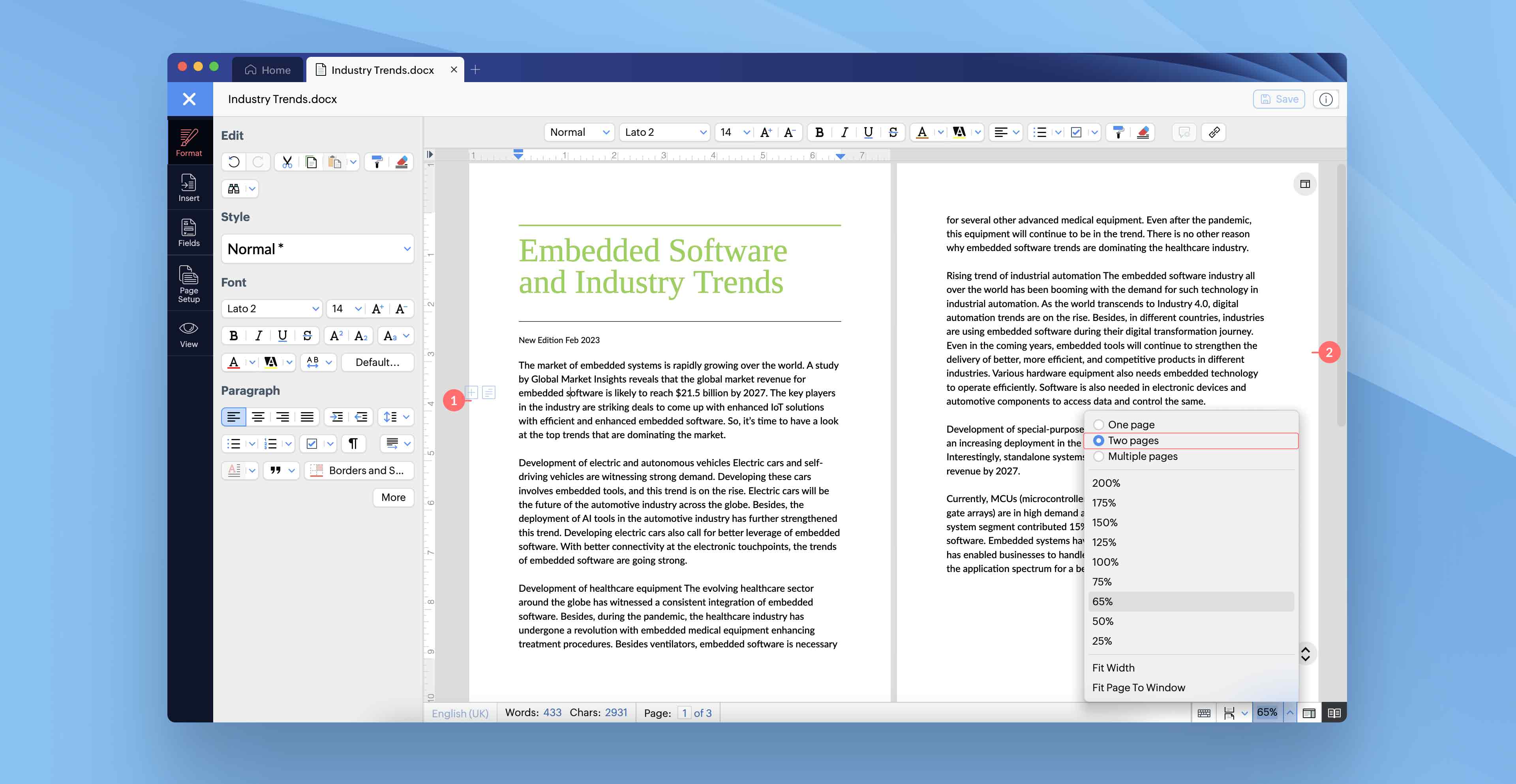 Membuat dokumen word di Zoho Writer