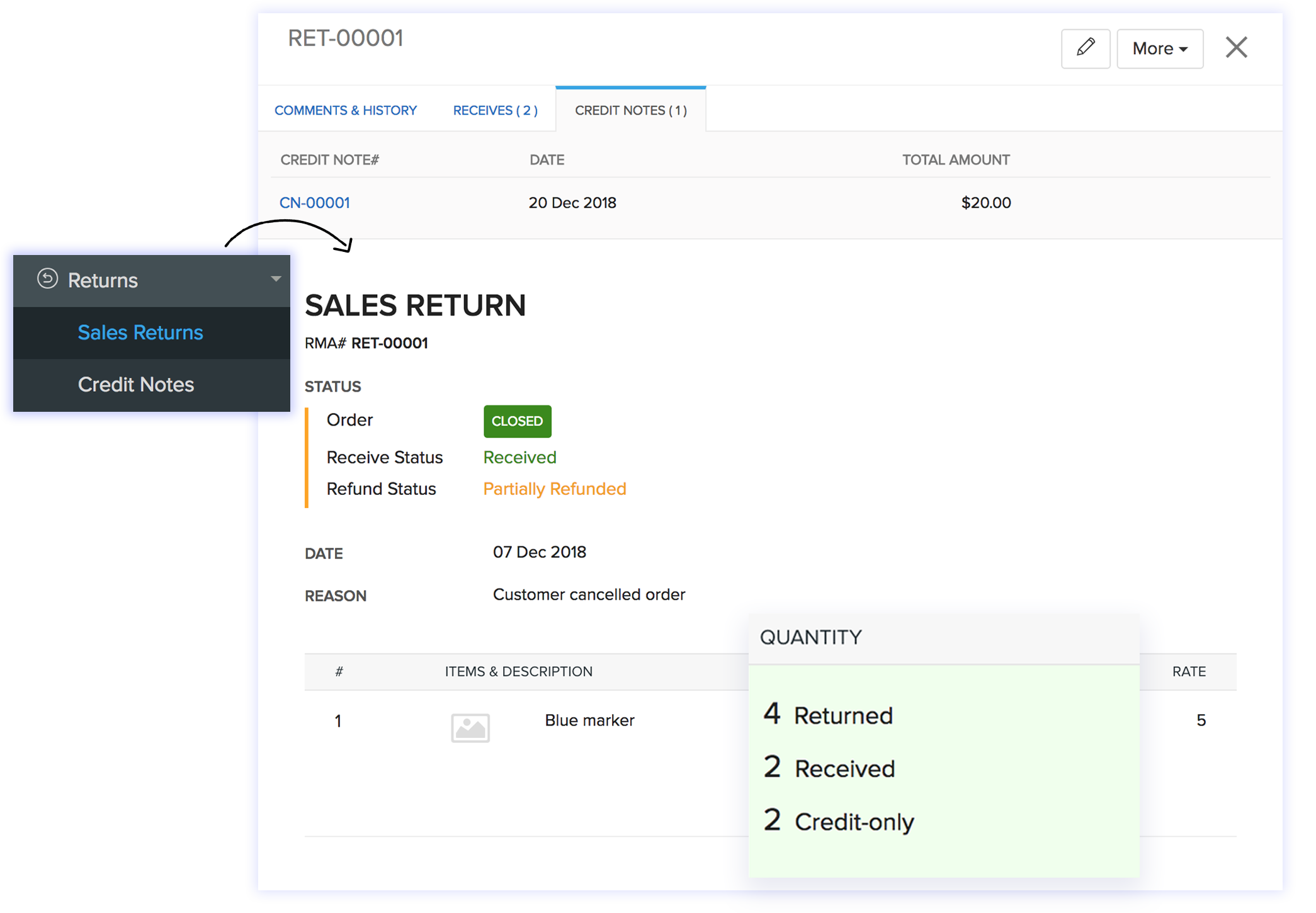 zoho-inventory-sales-return