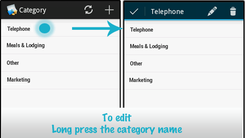 Edit Expense Category in Zoho Invoice android app