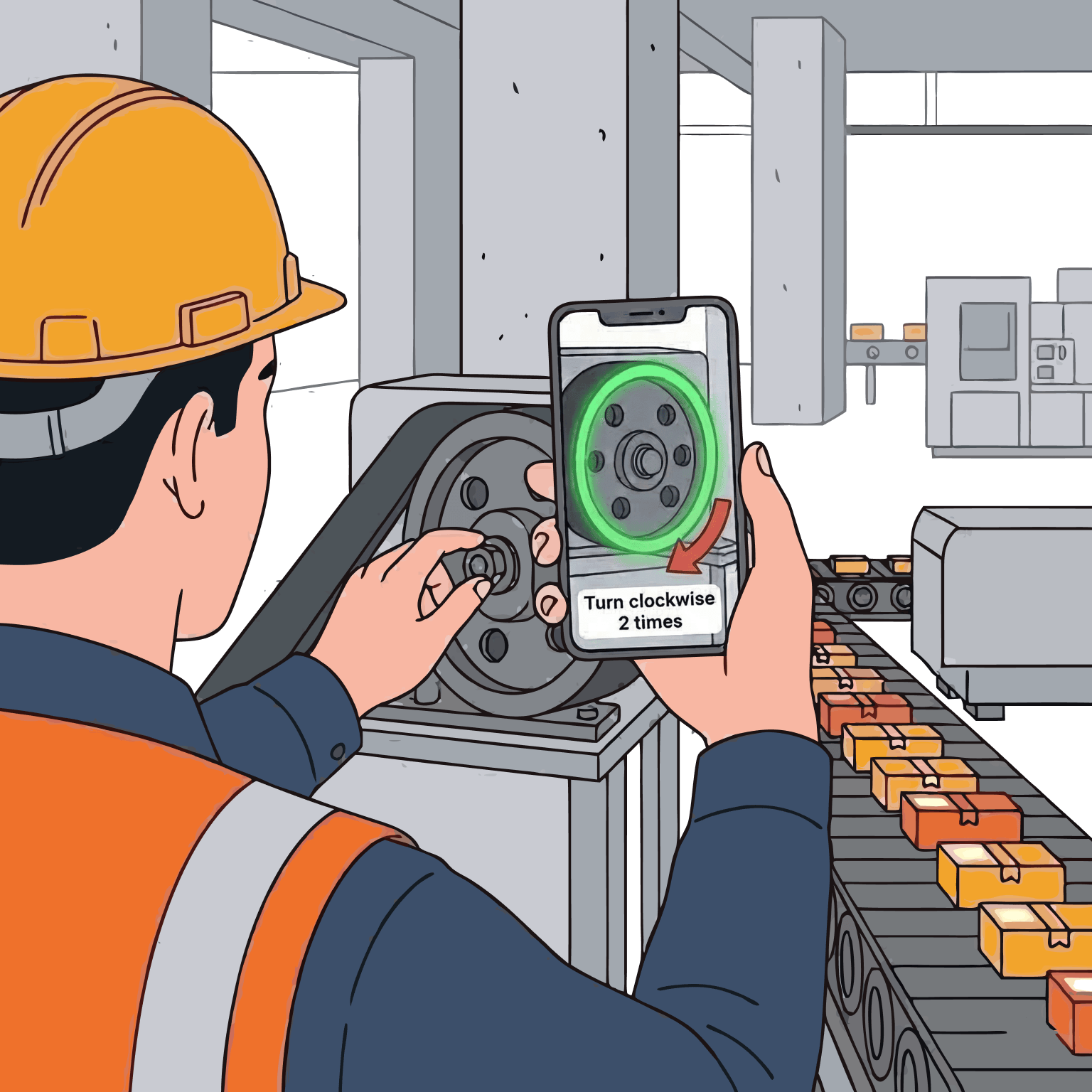 The on-site engineer receives instructions from the specialist through the AR session and they are executing the instructions. 