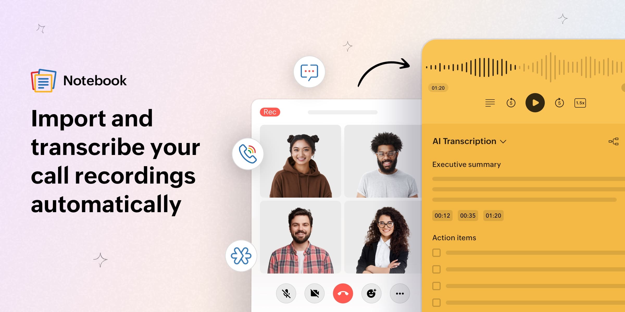 Introduction: Zoho Notebook now imports and transcribes your call recordings automatically from Zoho apps