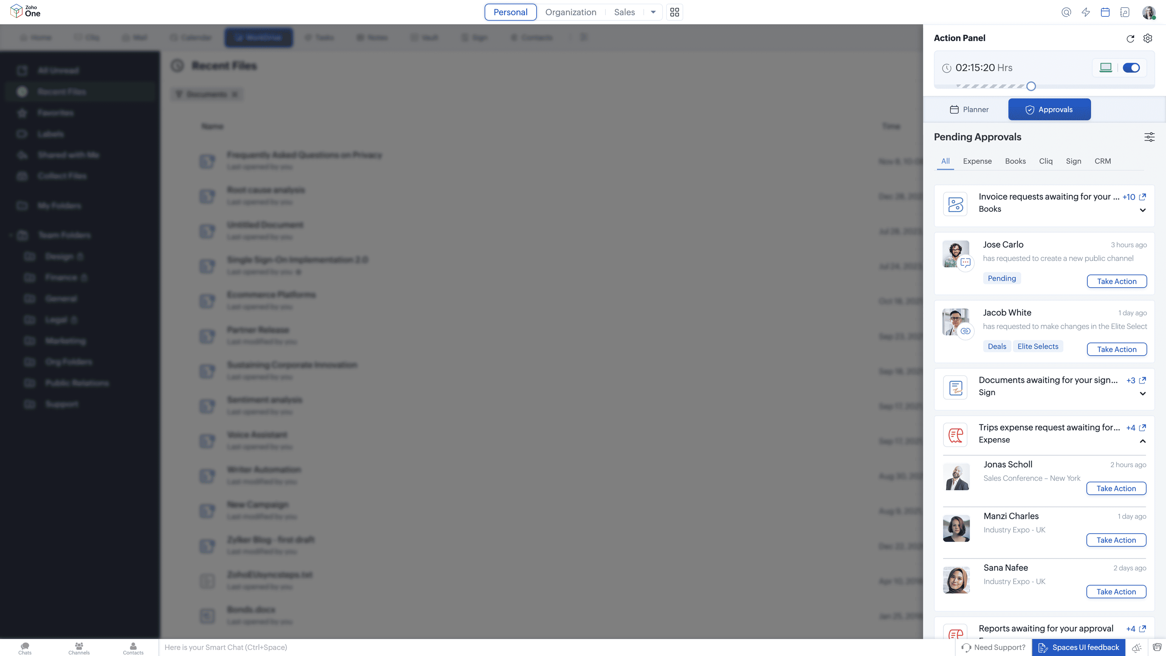 Action Panel Approvals