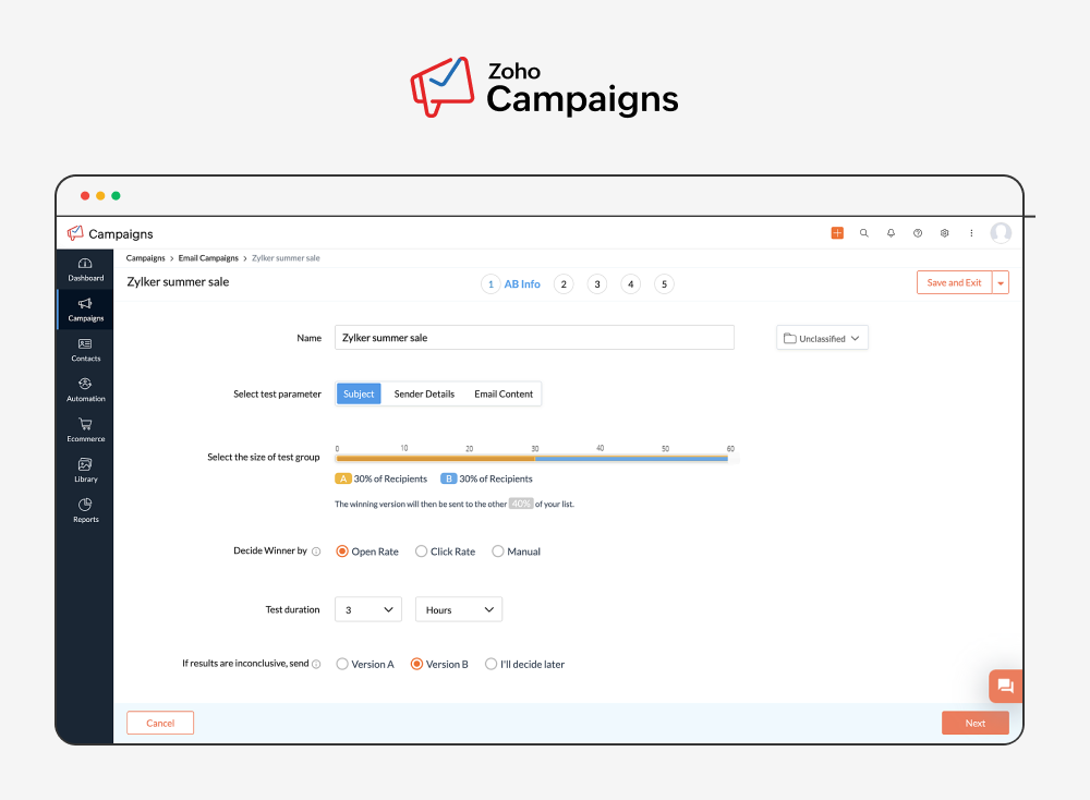 A/B Testing with Campaigns