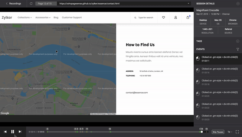 Tracking Iframes with PageSense Session Recording