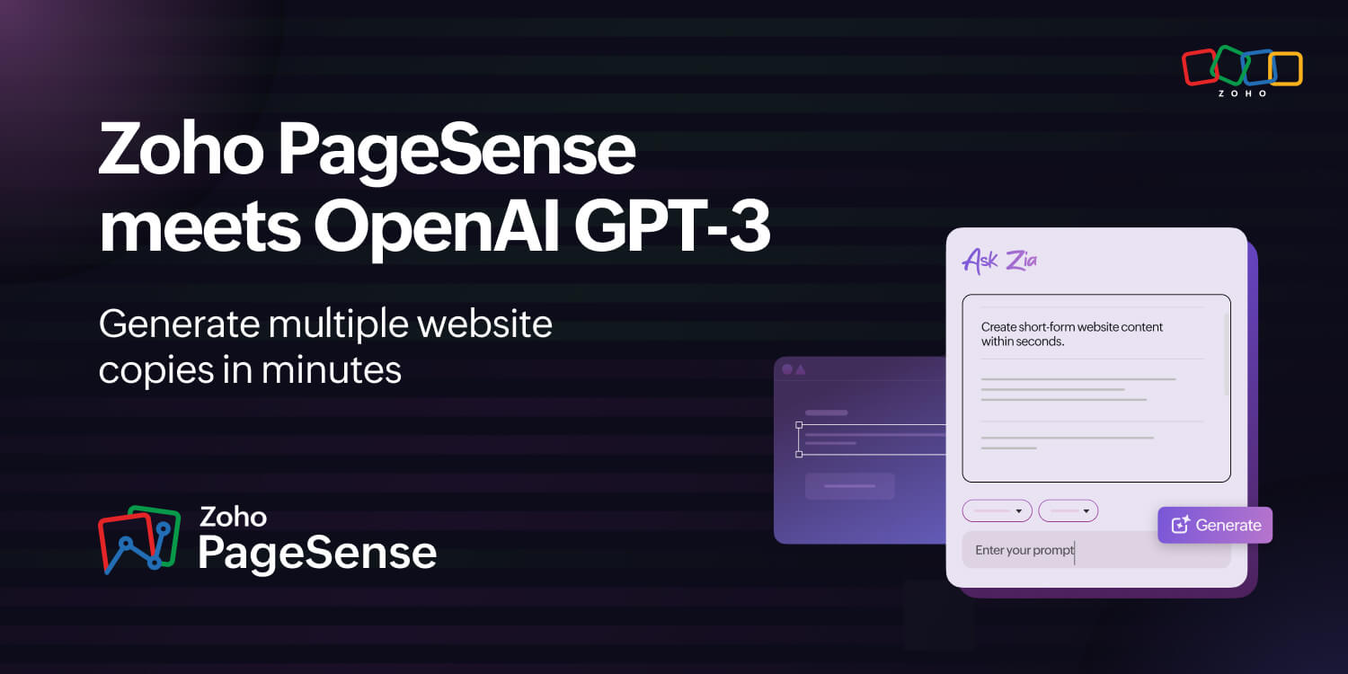 Zoho PageSense meets OpenAI GPT-3: Generate website copy in minutes 