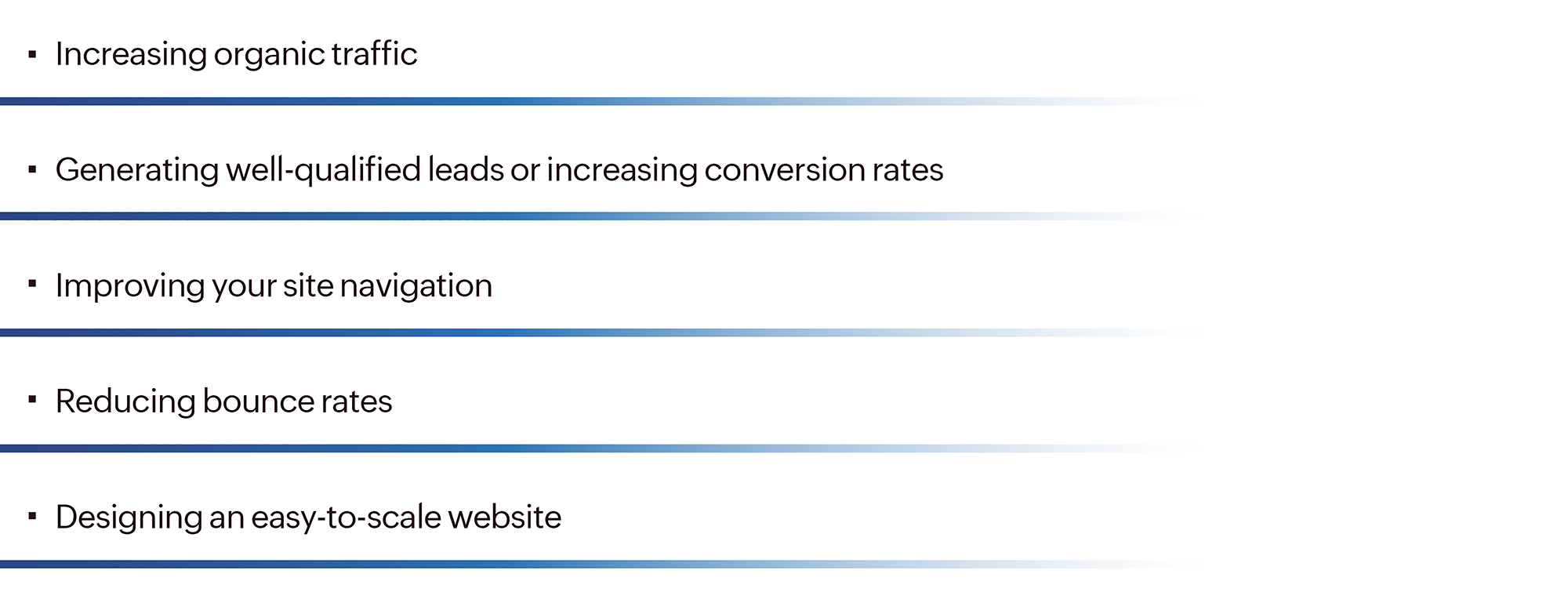 Example of goals for a consultant's website.