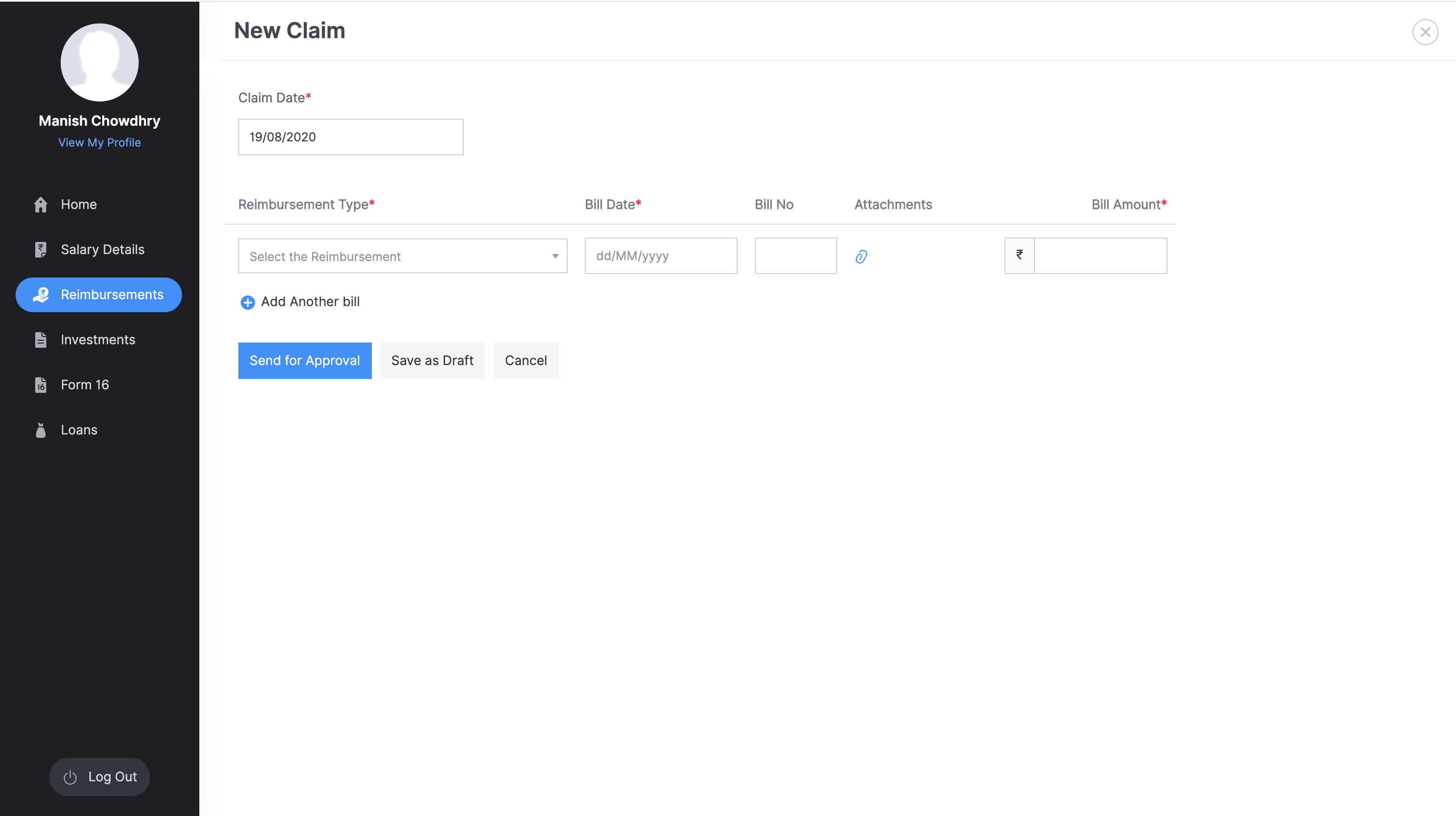 ESS Portal : Digitising reimbursements process